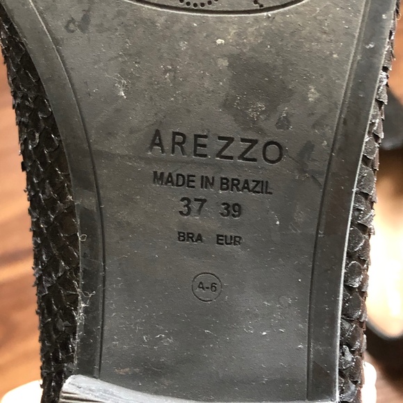 AREZZO Black Snakeskin Leather Almond Toe Loafer - Picture 14 of 15